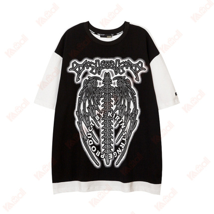 black white stitching t shirts